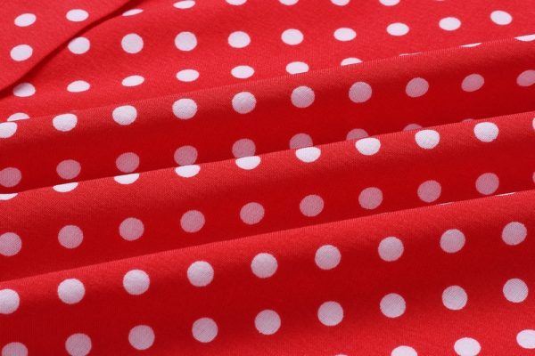 Retro Butterfly Sleeve Polka Dot Dress - Red - Material