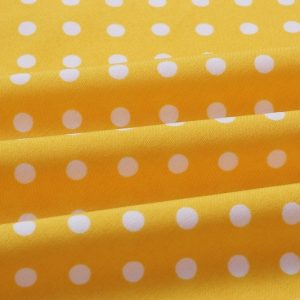 Retro Butterfly Sleeve Polka Dot Dress - Yellow - Material