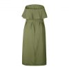 Strapless Summer Safari Dress - Army Green - Back