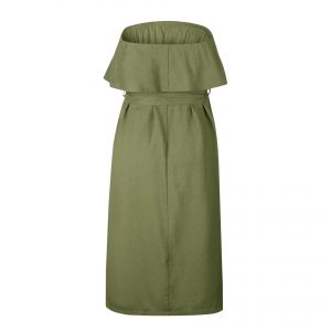 Strapless Summer Safari Dress - Army Green - Back
