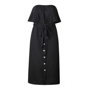 Strapless Summer Safari Dress - Black - Front