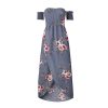 Floral Boho Off Shoulder Summer Maxi Dress - Gray - Front