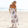 Floral Boho Off Shoulder Summer Maxi Dress - White - Back - Model