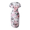 Floral Print Short Sleeve Round Neck Summer Dress - White - Back